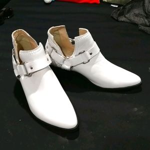 Steven By Steve Madden White Leather Booties